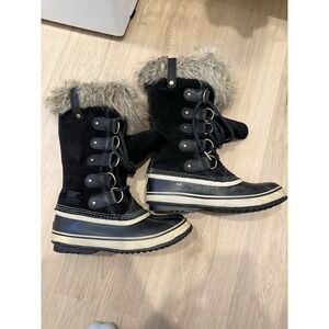 Sorel Women's Joan of Arctic Waterproof Winter Snow Boots Size 8 Faux Fur Black
